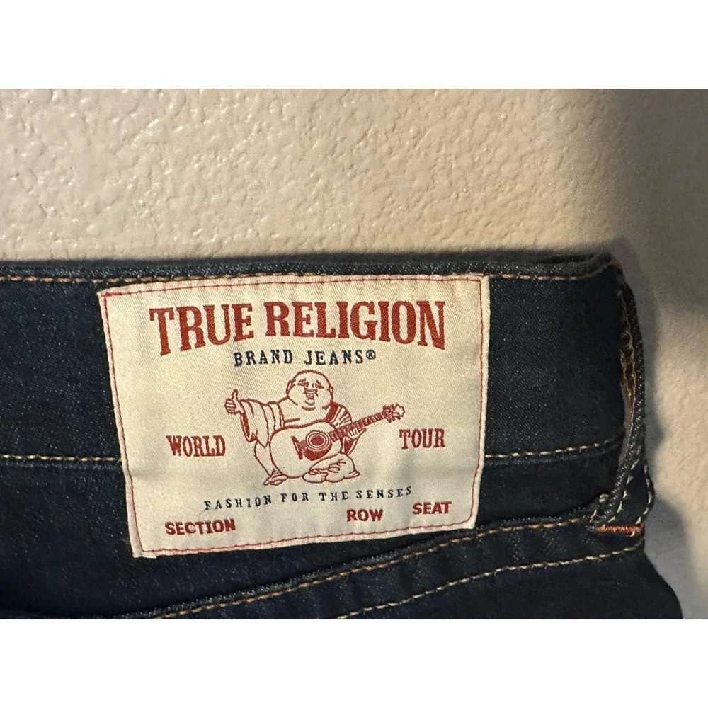 TRUE RELIGION GENO Relaxed Slim Jeans Men's 36Wx34L Dark Wash Hyper Stretch